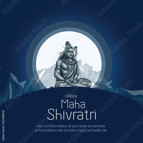 happy maha Shivratri, a Hindu festival celebrated of lord shiva night, english calligraphy. abstract vector illustration design
