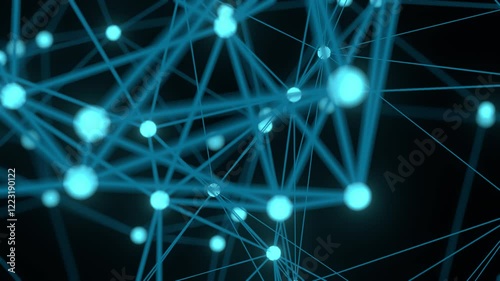 3d render loop of abstract technology plexus connection dot wireframe