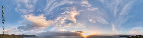 Wallpaper Mural Panoramic Sunset Over Ocean and Hills With Dramatic Cloud Formations Torontodigital.ca