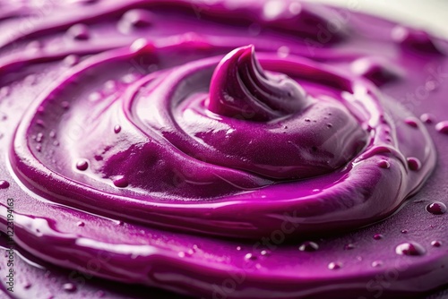 Close-up of plum-colored slime covering a smooth surface, pigment, close up, organic compound photo