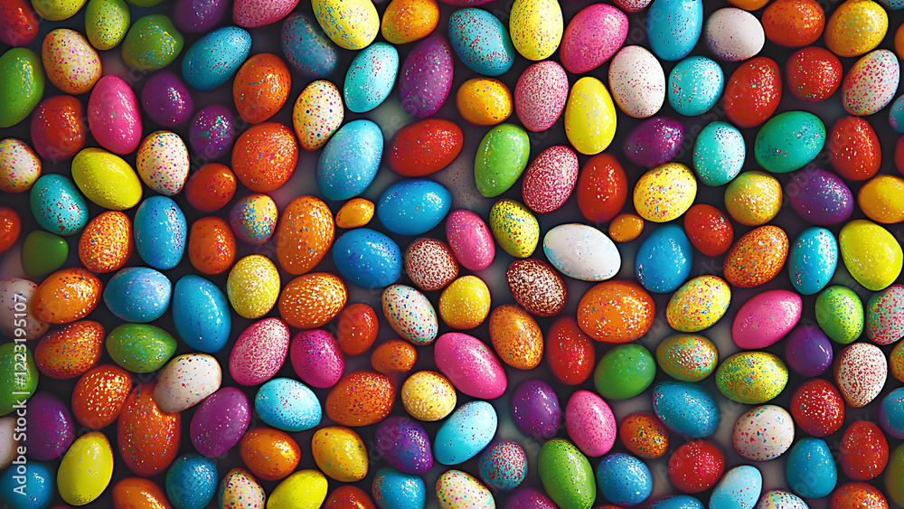 Brightly colored Easter eggs drawn from top to bottom. Brightly colored Easter eggs drawn from top to bottom.