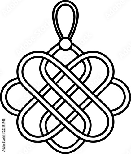 lucky knot outline vector illustration