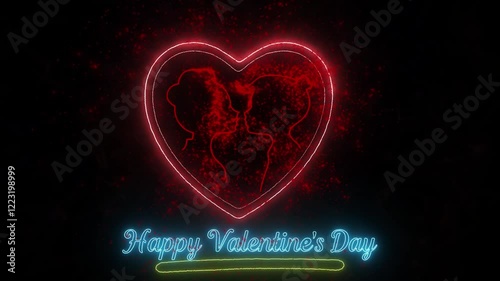 Dynamic Neon Heart Animation Celebrating Valentine's Day with Colorful Transitions