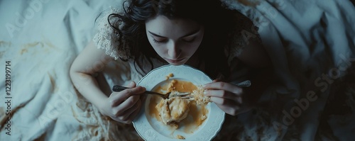 Conceptual Representation of Eating Disorders and Emotional Struggles. Visualizing Anorexia Nervosa: Restriction and Fear of Weight Gain. Bulimia Nervosa Depiction. mental health - Eating Disorders