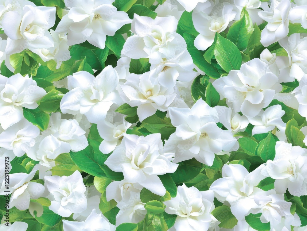 Seamless White Gardenia Pattern on White Background
Seamless White Gardenia Pattern on White Background