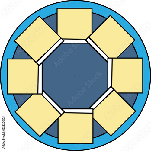 Cheese Slices Plate Top View Flat Vector Illustration