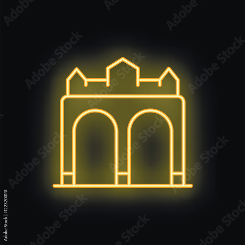 Glowing neon line icon of brandenburg gate, famous landmark in berlin, germany