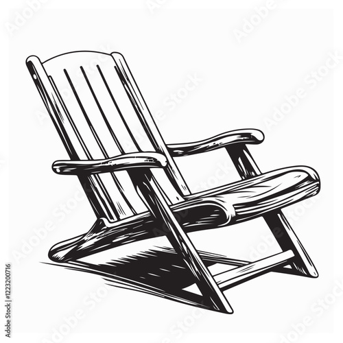 Wooden deck chair image vector isolated on a white background 