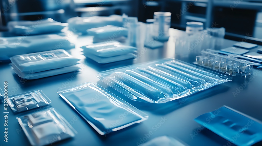 Equipment and supplies are packaged on a flat surface Equipment and supplies are packaged on a flat surface