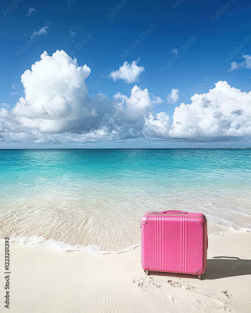 A pink suitcase with a passport under a beach umbrella on a sunny shoreline, symbolizing vacation, travel, and relaxation.
A pink suitcase with a passport under a beach umbrella on a sunny shoreline, symbolizing vacation, travel, and relaxation.