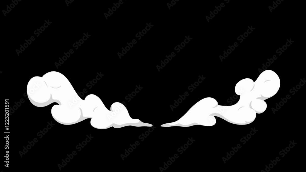 2D FX SMOKE Elements motion graphics hand-drawn animations of cartoon smoke effects. Alpha channel included .4K video.