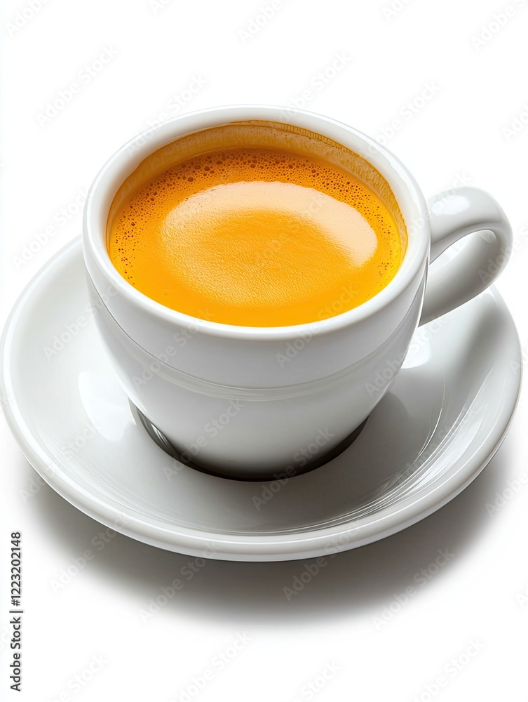Espresso coffee cup saucer white background breakfast drink