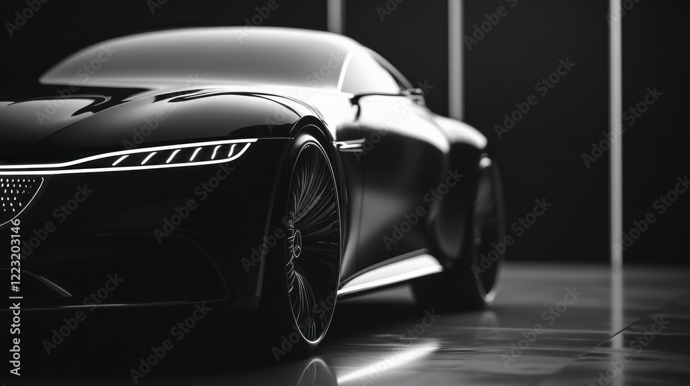Fototapeta premium Elegant luxury sedan with striking headlight design studio environment high-resolution concept photography
