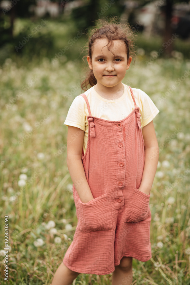 Cute little beautiful girl enjoying a sunny day on the meadow. Cute little beautiful girl enjoying a sunny day on the meadow.