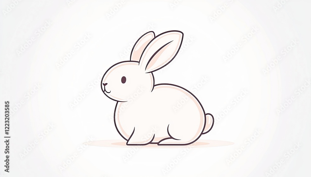 Cute cartoon rabbit sitting calmly on a light background, perfect for children's illustrations Cute cartoon rabbit sitting calmly on a light background, perfect for children's illustrations