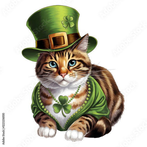 St Patrick's Day cat with leprechaun hat illustration