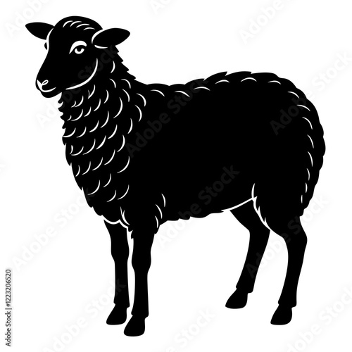 Cute Silhouette of a Sheep line art vector cartoon illustration