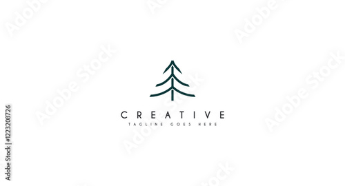 pine evergreen fir hemlock spruce conifer cedar coniferous cypress larch pinus tree forest vintage retro hipster line art Logo design