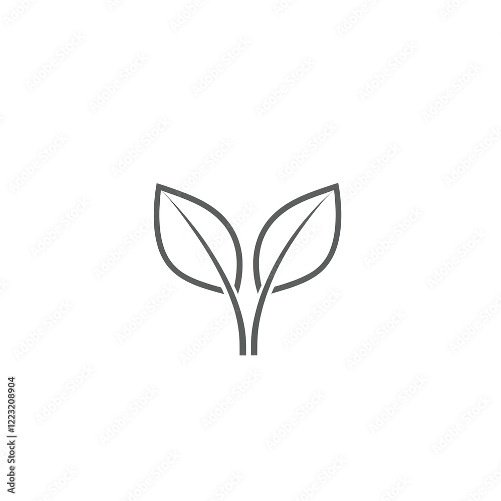 Obraz premium Simple sprout illustration, two leaves