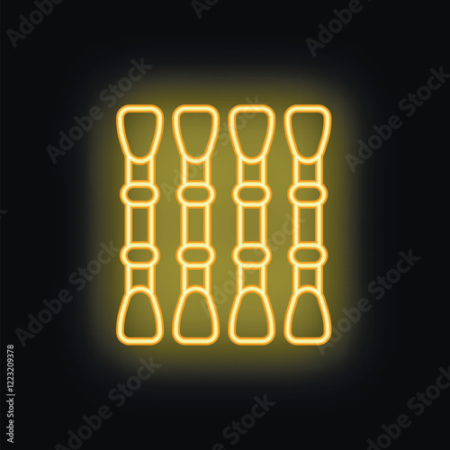 Glowing neon icon of cotton swabs, representing personal hygiene and ear care practices