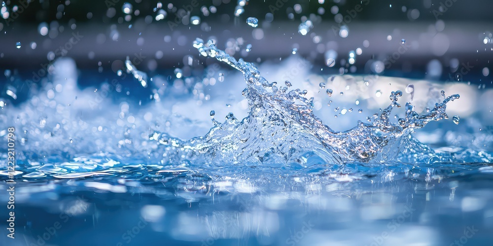 A slow-motion shot of someone diving into a pool with water splashing everywhere. A slow-motion shot of someone diving into a pool with water splashing everywhere.