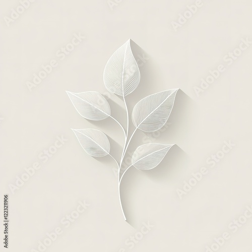 Elegant white leaves on a branch