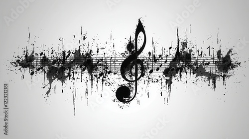 Wallpaper Mural Abstract Grunge Music Background Treble Clef Notes Ink Splatter Design Torontodigital.ca
