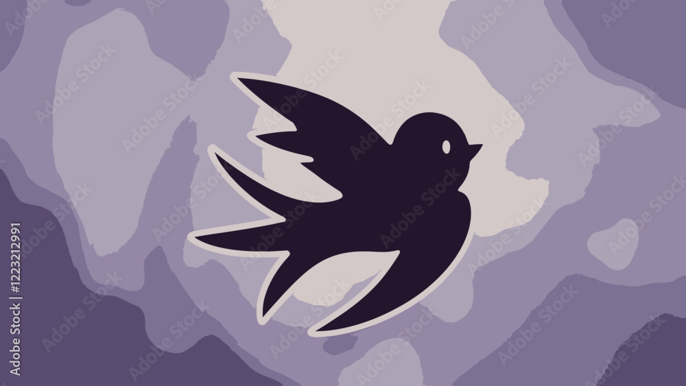 Fototapeta premium Illustration of a Bird With Abstract Background Under a Sunset Sky 