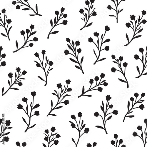 Wallpaper Mural Floral flower pattern abstract background, black and white for your backdrop, fabric, wrapping and wallpaper Torontodigital.ca