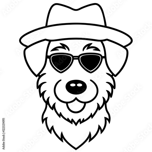 Funny airedale terrier dog head vector art 