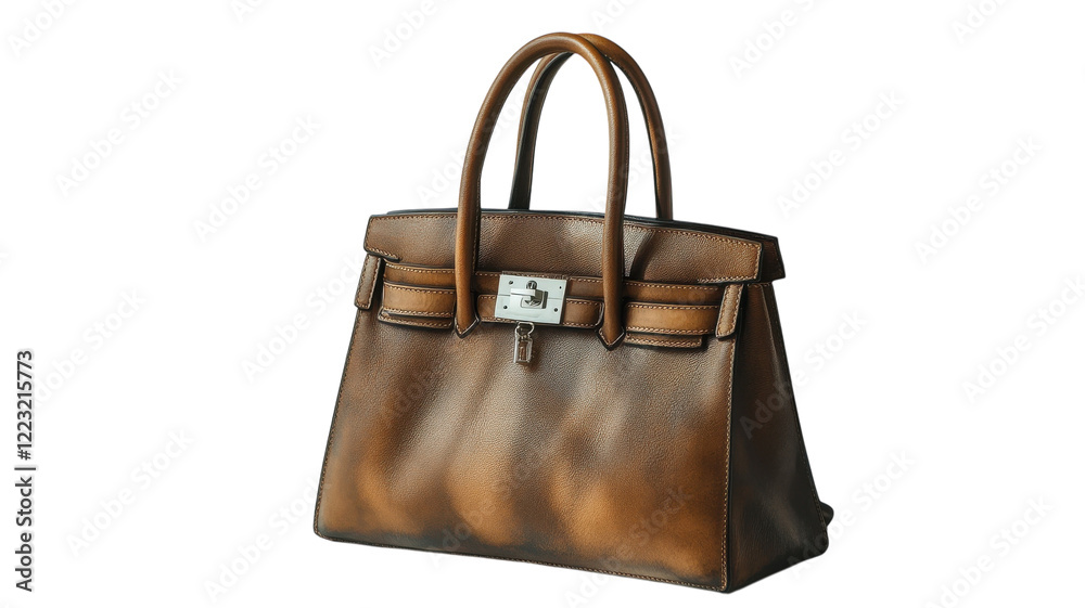Exquisite leather handbag on display showcasing craftsmanship and elegance in neutral tones