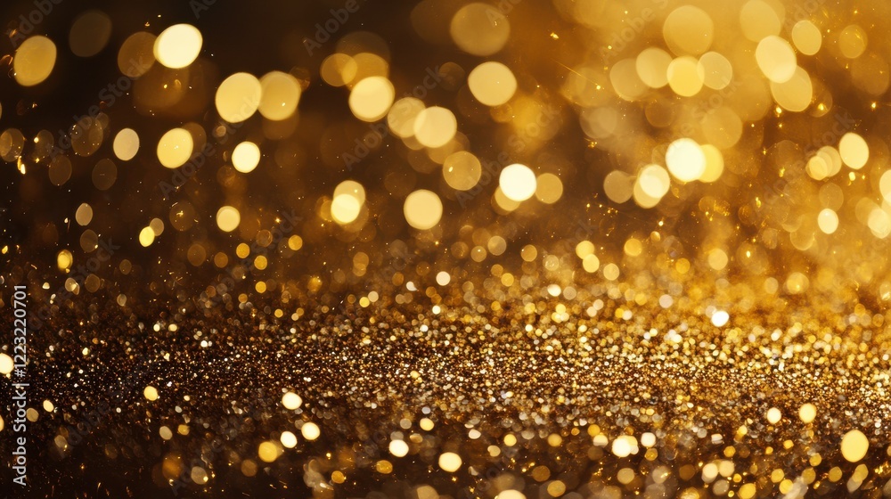 Glittering golden bokeh background with soft light effects Glittering golden bokeh background with soft light effects