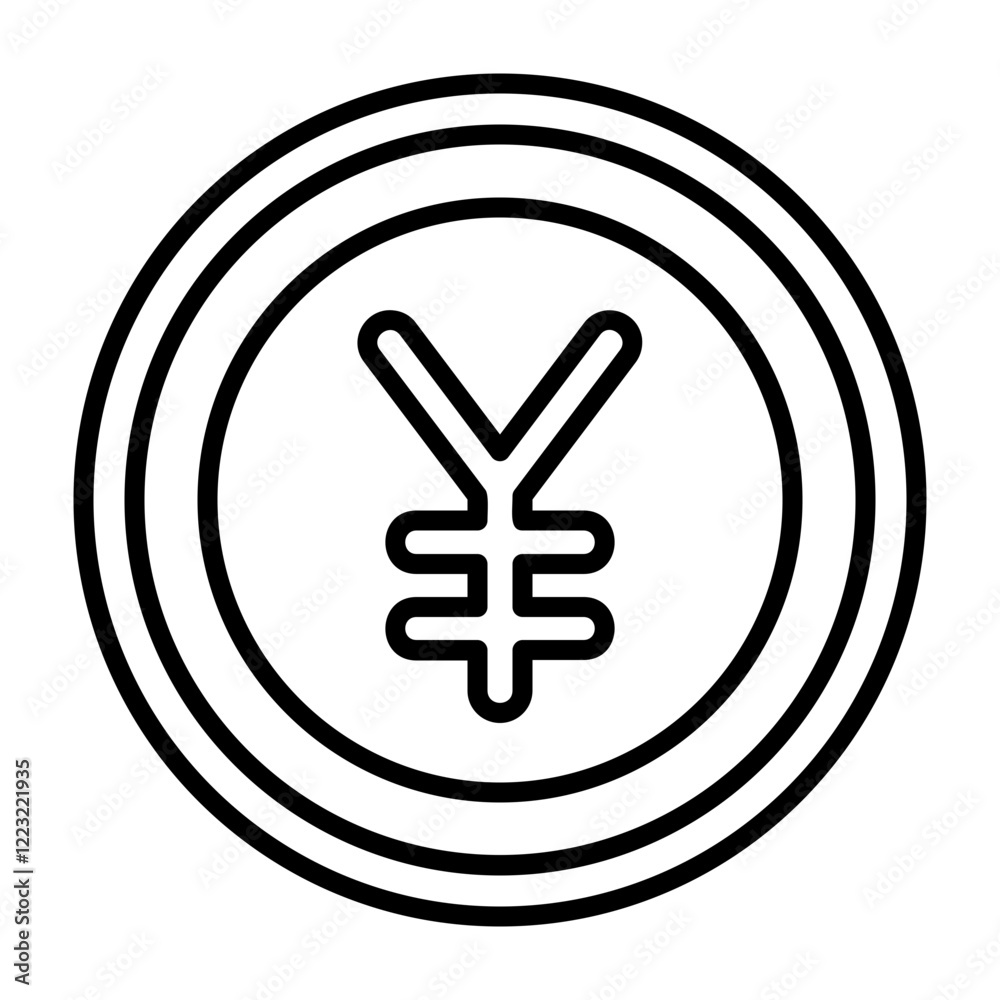Japanese Yen Outline Style Icon Design Japanese Yen Outline Style Icon Design