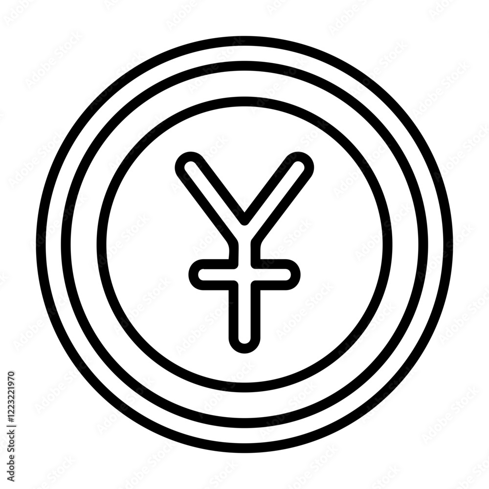 Obraz premium Chinese Yuan Outline Style Icon Design