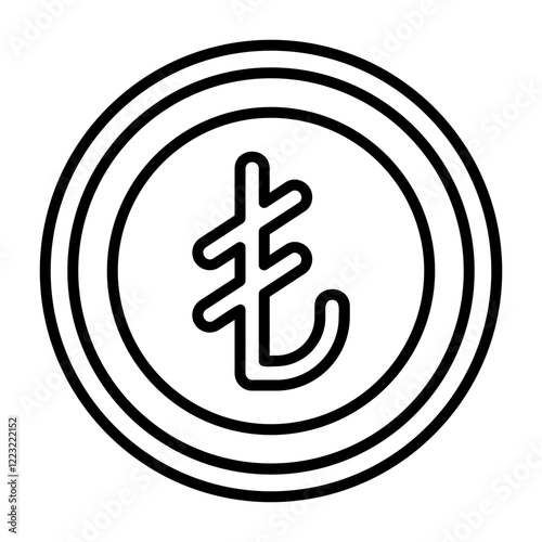 Turkish Lira Outline Style Icon Design