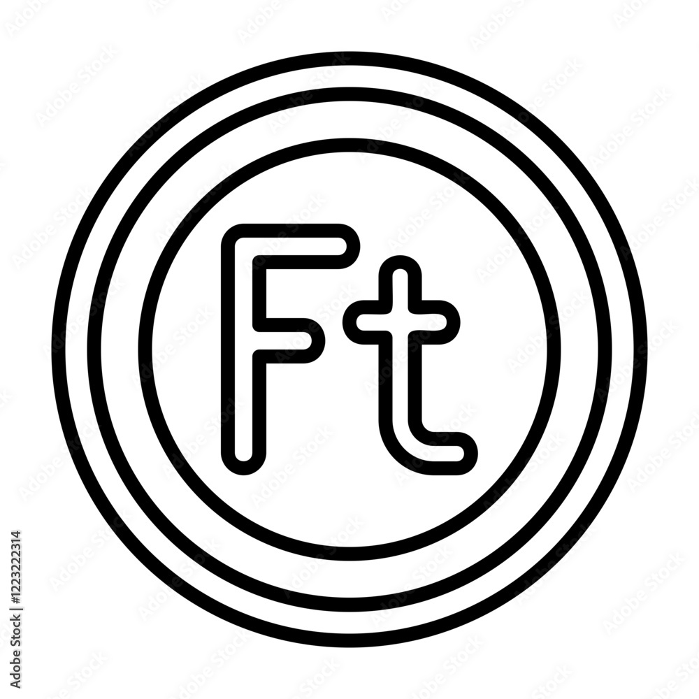 Hungarian Forint Outline Style Icon Design Hungarian Forint Outline Style Icon Design