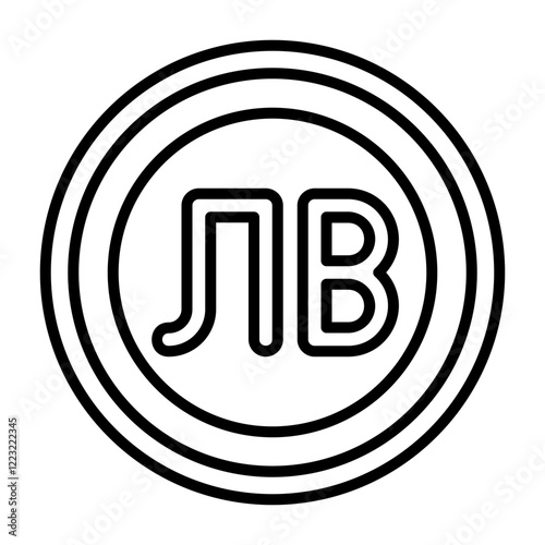 Bulgarian Lev Outline Style Icon Design