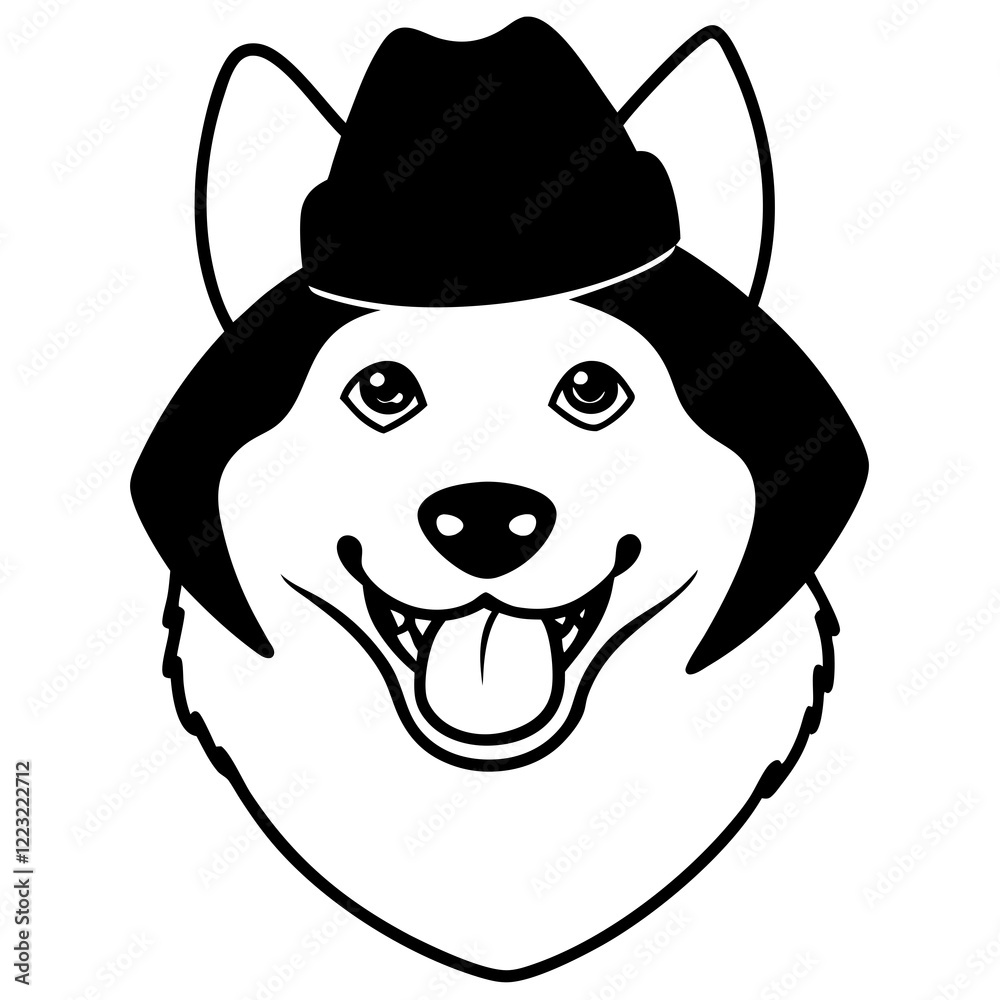 Funny alaskan malamute dog head vector art Funny alaskan malamute dog head vector art