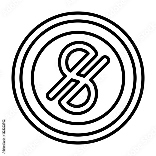 Uzbekistani Som Outline Style Icon Design