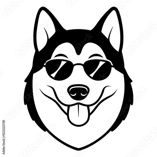 Funny alaskan malamute dog head vector art