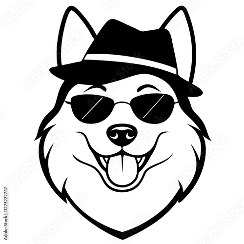 Funny alaskan malamute dog head vector art