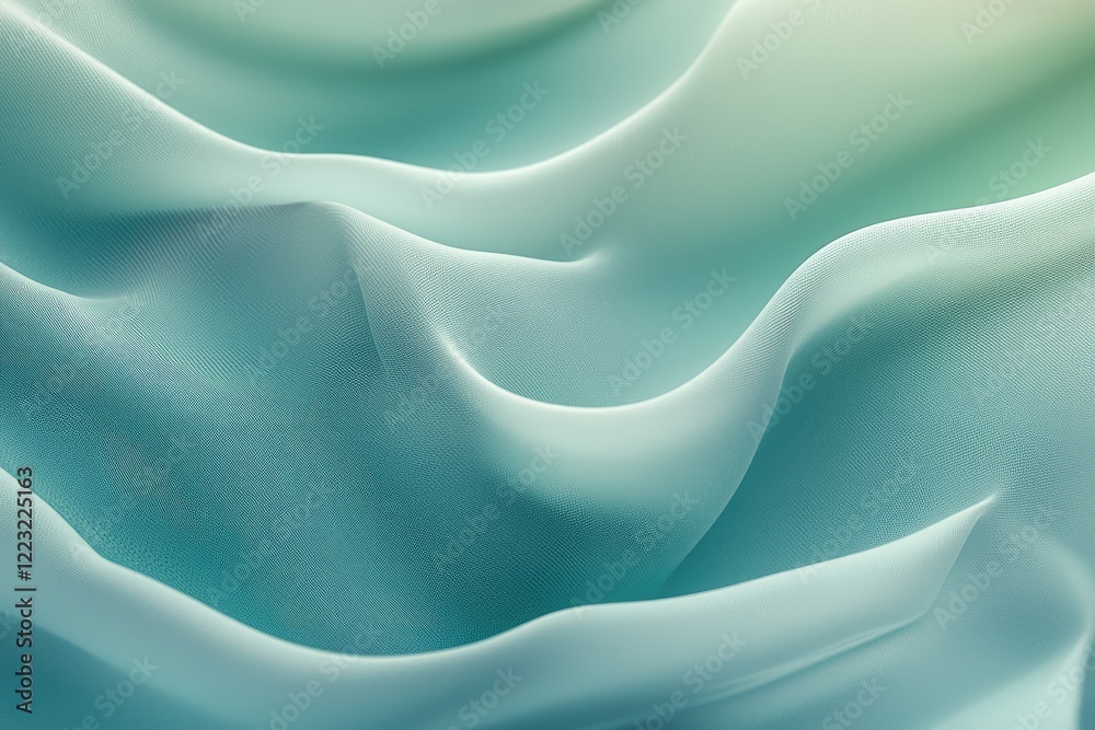 Obraz premium Abstract Teal Fabric Draped Softly in Waves