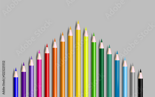 Illustration of Vibrant Colored Pencil Arrangement