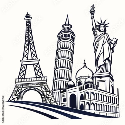 Architectural Landmarks in Fine Line Art