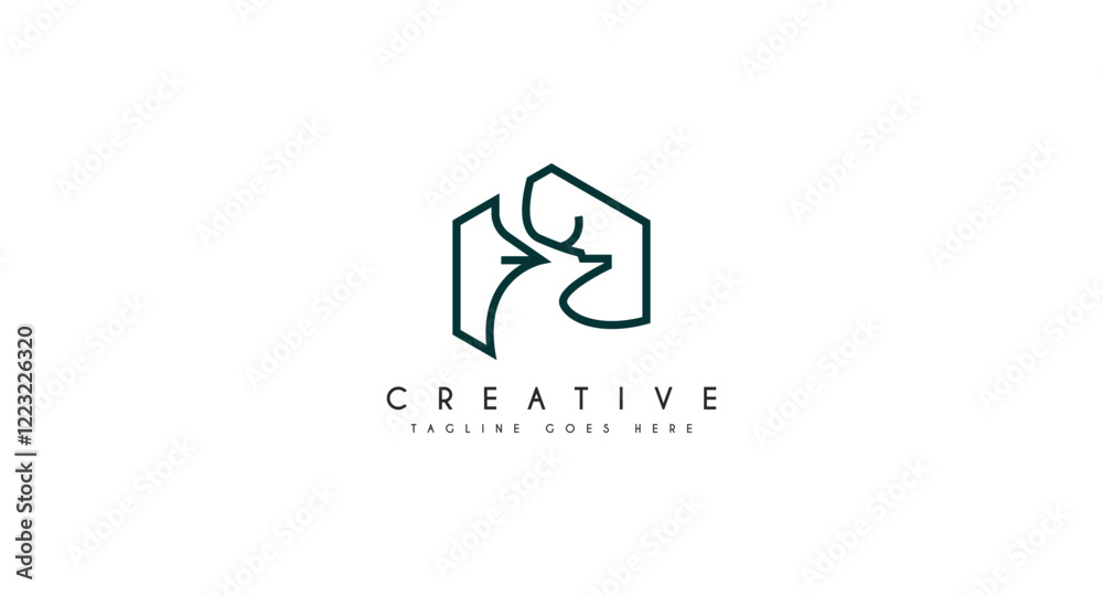Line art, outline deer logo design vector illustration.