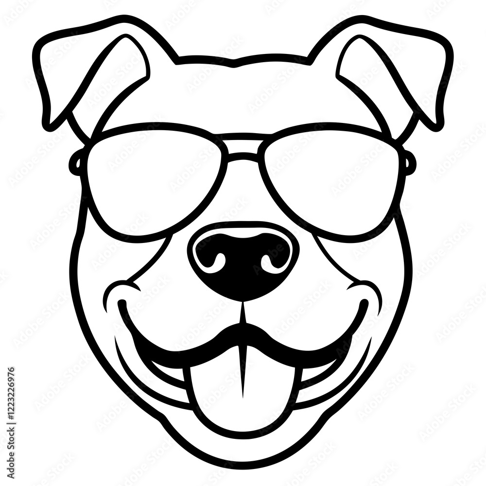 Funny american bulldog dog head vector art Funny american bulldog dog head vector art