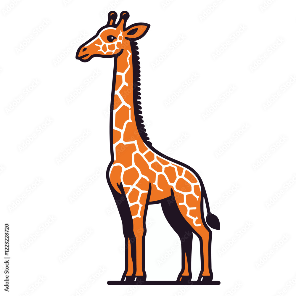 A giraffe cartoon figure sticker template A giraffe cartoon figure sticker template