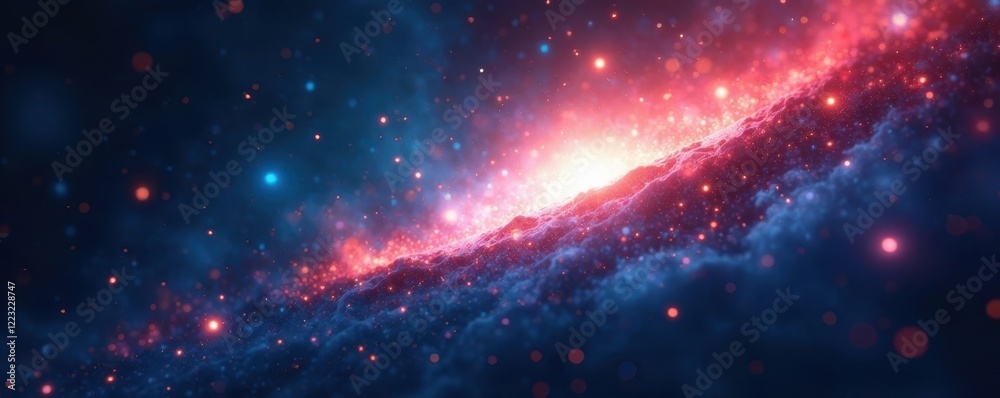 Fototapeta premium Bright white light streaks, blurred cosmic scene, bokeh, digital, nebula