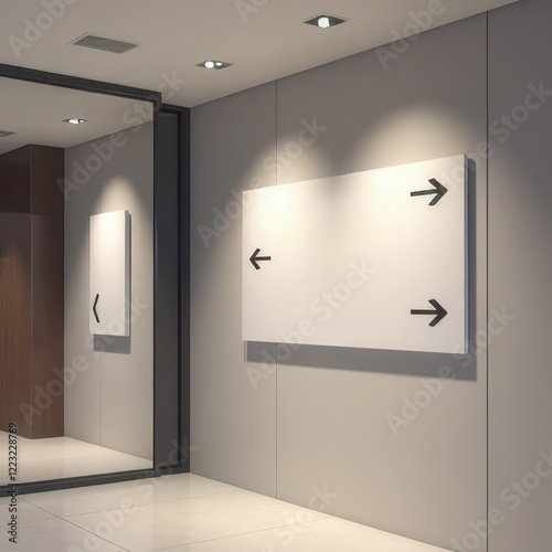 Obraz na płótnie Indoor wayfinding signs mockup with various directional signs placed within a clean, minimalistic interior, great for presenting navigation systems. w salonie
