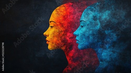 colorful abstract painting of a woman in profile	
